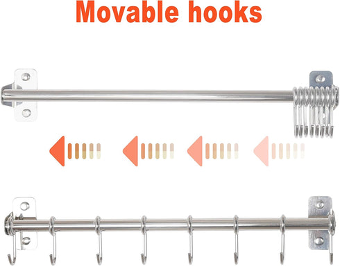 Dseap Kitchen Utensil Holder Hanger, Wall Mount Pot and Pan Rack with 8 Hooks for Hanging Cooking Utensils