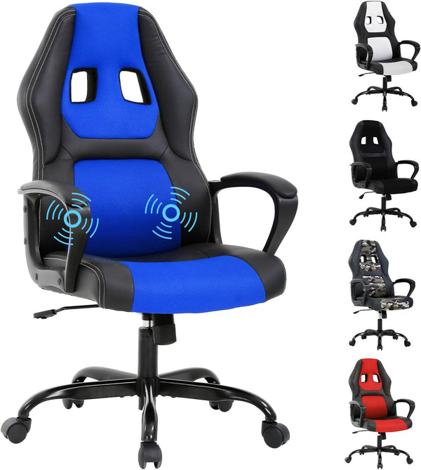 BORGEBY Blue Massage Gaming Chair for Kids, Ergonomic Office Chair Computer Chair with