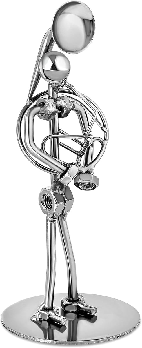 Broadway Gifts 6" Silver-Tone Figurine - Metal Sousaphone Player Statue - Industrial Musician Tuba Player