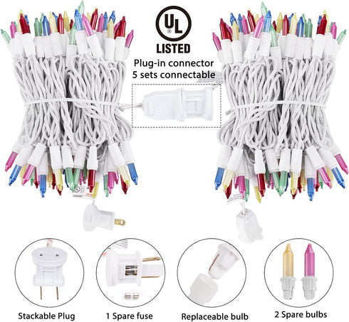 26.5 100 Count Set Easter Decorations Mini String Lights - feet Mini Light on White Wire Plug in End to End Connectable