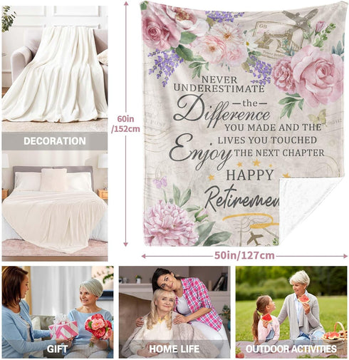 60"x50" Retirement Gift for Woman, Retirement Blanket for Women/Men, Farewell Gifts for Coworkers, Going Away Goodbye