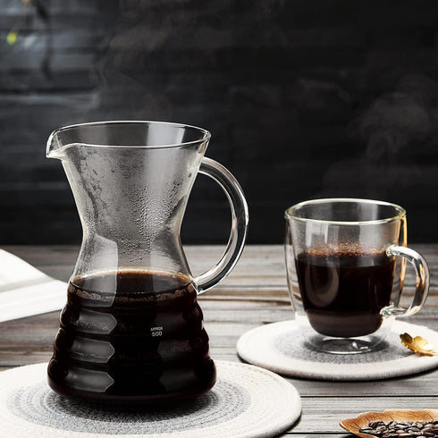 Unbreakable Pour Over Coffee Maker, 27 fl oz, 6-7 Cups, Heat-Resistant Borosilicate Glass, Stainless Filter