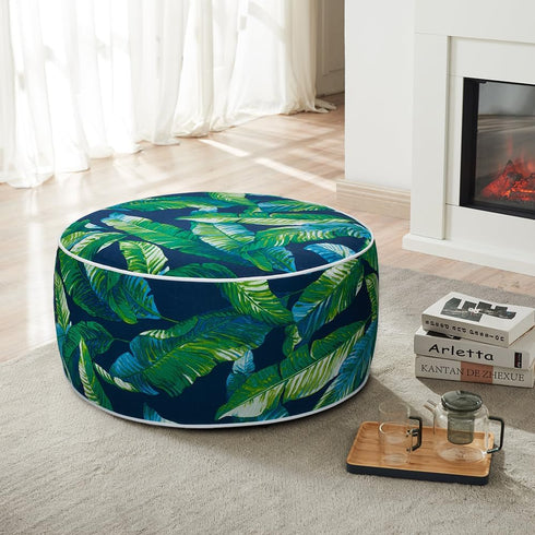Magpie Fabrics D20 xH9, Inflatable Stool Ottoman Pouf Outdoor Round Footrest Footstool with Foot Pump, Portable