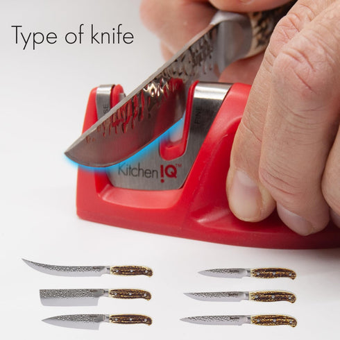 50883 Edge Grip 2-Stage Knife Sharpener - Red, Coarse & Fine Sharpeners, Compact, Non-Slip Base