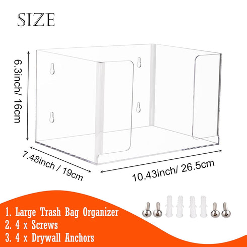 Extra Large Trash Bag Dispenser Roll Holder, Wall Mount Acrylic Garbage Bag Dispenser Roll Holder for Kitchen Cabinet