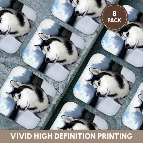 3dRose CST_4438_2 Siberian Husky Soft Coasters, Set of 8