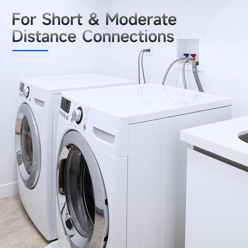 JUWO 6 FT Washing Machine Hoses with 90 Degree Elbow, 3/4" FHT Stainless Steel Washer Hoses for Water Supply, Red & Blue