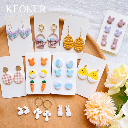 Keoker Polymer Clay Cutters, Easter Polymer Clay Cutters for Earrings Making, 11 Shapes Easter Day Clay Cutters, Small Easter Clay Cutters for Polymer Clay Jewelry by Keoker