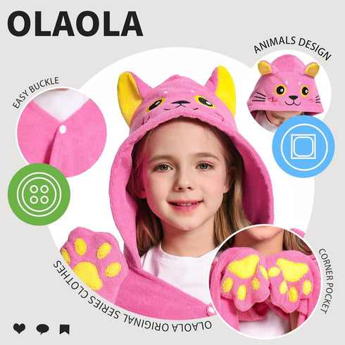 3-12 28" 53" OLAOLA Cat Hooded Towel for Kids Years, x Soft Thick Absorbent Beach Towels, Toddler Bath Towel Wrap, Swim