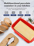 Large Butter Dish with Lid for Countertop, Ceramic Keeper with Knife, Perfect for 2 Sticks of Butter, Red