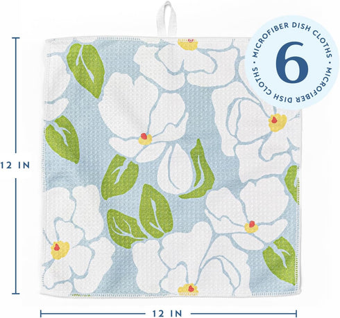Set, Set 6 ELYN Microfiber Kitchen Dish Cloth Quick-Dry & Absorbent Waffle Weave Cleaning Towels, of Wash Cloths, Paper