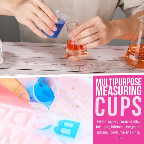 LEOBRO 36 PCS Resin Mixing Cups, 12PCS 100ML Plastic Measuring Cups, 24PCS 50ML Paint Mixing Cups with Craft Sticks