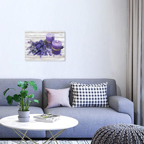 EBENG Bathroom Decor Wall Art, Purple Canvas Pictures for Wall, Farmhouse Modern Framed Artwork, 12x16 Inch