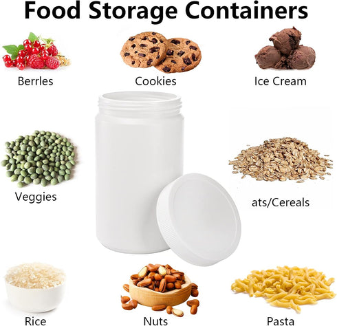 6 Pack 33 Oz 1 DEAYOU Plastic Mason Jars, Quart Ice Cream Containers with Screw Top Lid, Plastic Freezer Jar Reusable