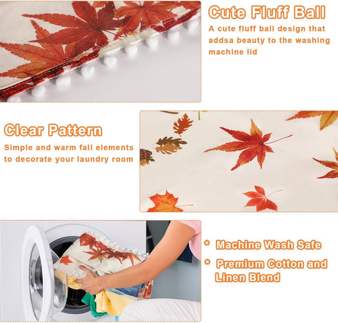 Washer and Dryer Covers for the Top, 75 x 23.6 Inches Non-Slip Magnet Cover with 8 Storage Pockets for Laundry