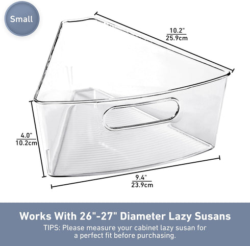 26" 4 Packs, 1/8 Leeden Lazy Susan Organizer for Diameter Corner Lazy Susan, Plastic Kitchen Cabinet Storage Bins