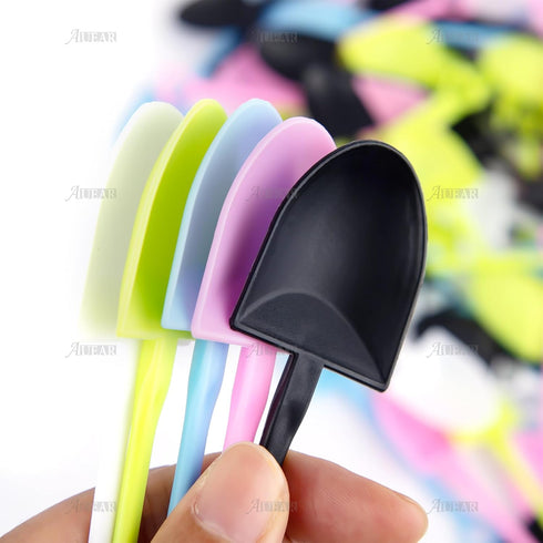AUEAR 100 Pack Colorful Mini Shovel Shape Disposable Plastic Spoons for Ice Cream and Dessert