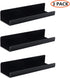 IEEK 15 Inch Black Acrylic Floating Wall Ledge Shelf, Wall Mounted Nursery Kids Bookshelf, Set of 3