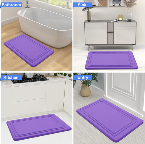 Grandaily Memory Foam Bath Mat Rug - 30x20 Ultra Soft Non-Slip Absorbent Bathroom Rug for Shower, Purple