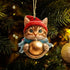 OFDNE Decoration,10Pcs Christmas Tree Christmas Tree Acrylic Pendant, Cute Cat with Light Xmas Tree Accessories