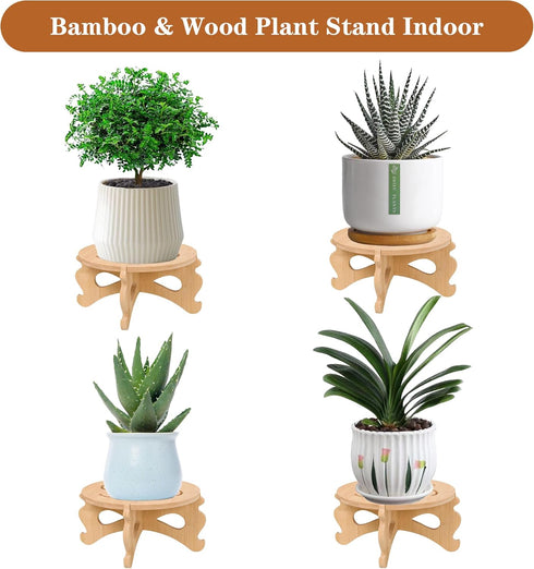 night blooming 5-15 Inch 190lb Plant Stand Indoor, Bamboo & Wood Plant Holders Indoor Stand, No Screws Required Stable