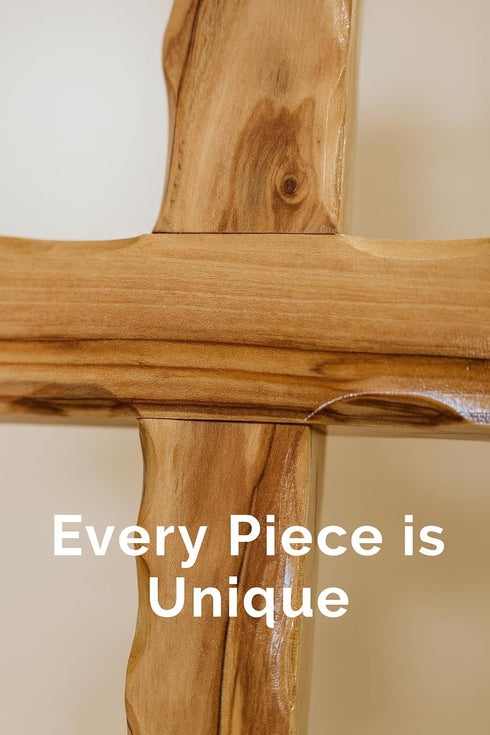 Zuluf 6.2" Olive Wood Plain Wall Cross | Handmade Christian Wooden Cross from Jerusalem | Wall Decor Gift