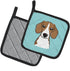 Caroline's Treasures BB1177PTHD Checkerboard Blue Beagle Pair of Pot Holders, Kitchen Heat Resistant, 7 1/2 x 7 1/2