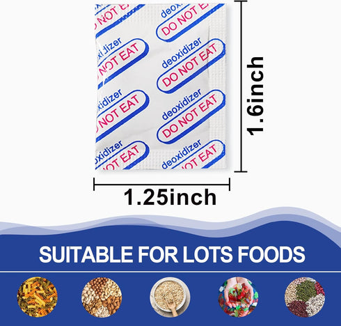 100 Packs 100CC Oxygen Absorbers (10 Packs of 10), Food Grade Oxygen Absorbers for Long Term Food Storage in Vacuum Bag, Applicable to Mason Jars, Vacuum Storage Bags by auhanth