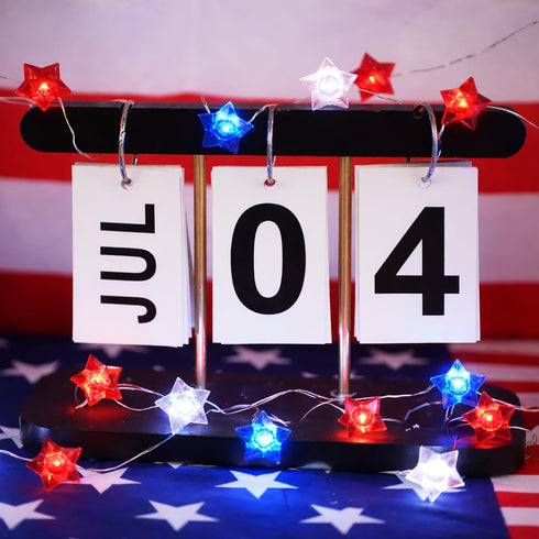 4th 13 40 BOHON of July Decorations Battery Operated String Lights with Remote Timer ft LEDs Red White and Blue Lights