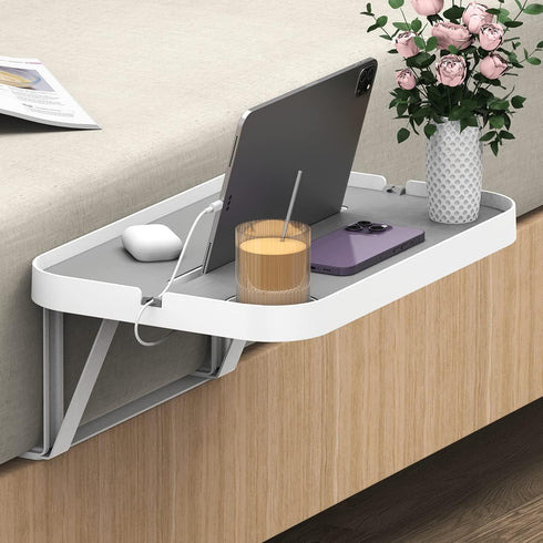 KIWIFOTOS Bedside Shelf for Bed, Large Bed Tray Table Under Mattress for Box Spring/Platform Bed, Nightstand Caddy