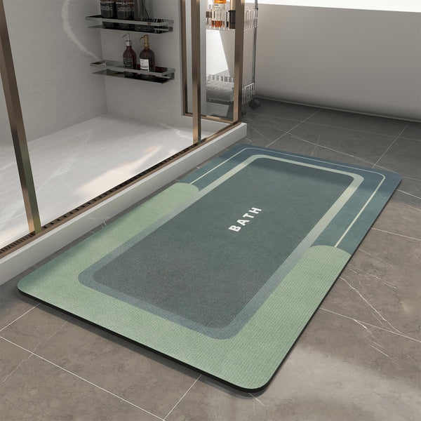 MontVoo Non-Slip Bath Mat, Super Absorbent Stain Resistant Quick Dry Rug, Easy Care 17"x35" Green Bathroom Floor Mat