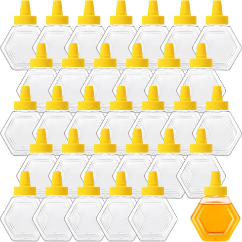 Ziliny 32 Pcs 7 oz Honey Squeeze Bottle Plastic Empty Beehive Bottle