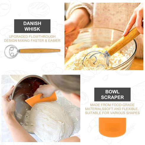 2 24oz Sourdough Starter Kit with Oval Banneton Proofing Baskets, Sourdough Jar, Silicone Pastry Mat, Bread Sling