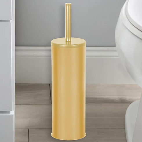 Deep & Sturdy Toilet Bowl Brush with Holder - Durable Scrubbing Bathroom Cleaner - Household Supplies, Gold