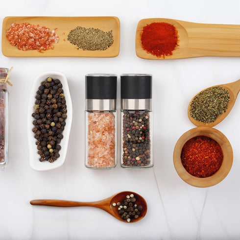 ErrandsHelper Set (1.7 inches 5.1 inches) Salt and Pepper Grinder - Spice Shakers with Adjustable Coarseness