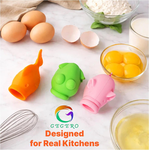 Gegero Pack 3 Egg Yolk Separator, Food Grade Silicone, Dishwasher Safe Kitchen Gadget for Cooking/Baking. Swallow