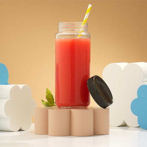 16 oz Set 8 JoyJolt Glass Juice Bottles, Glass Bottles with Caps. of Juice Containers with Lids for Fridge, and Labels
