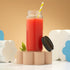 16 oz Set 8 JoyJolt Glass Juice Bottles, Glass Bottles with Caps. of Juice Containers with Lids for Fridge, and Labels