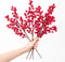 Lvydec 4 Pack Artificial Red Berry Stems - 17 Inch Christmas Holly