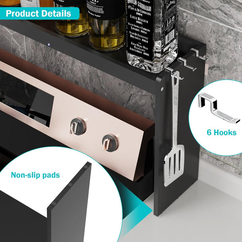 NKM 32.5inch counter bamboo spice rack,stove top shelf,over the stove shelf for back of stove,kitchen shelf for spice