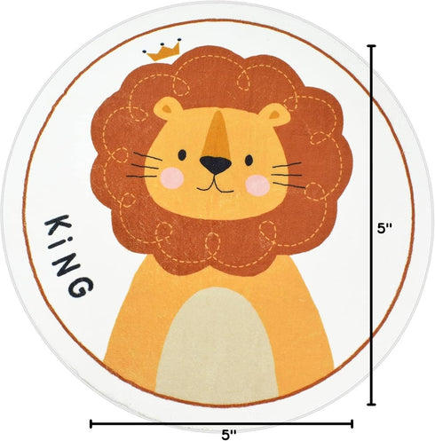 4ft, ABREEZE Faux Wool Kids Play Mat Animal Round Area Rug Soft Plush Non-Slip Carpet for Bedroom Living Room Kids