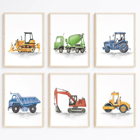 Joocrise Boys Truck Wall Art Set of 6 Truck Vehicle Canvas Wall Decor