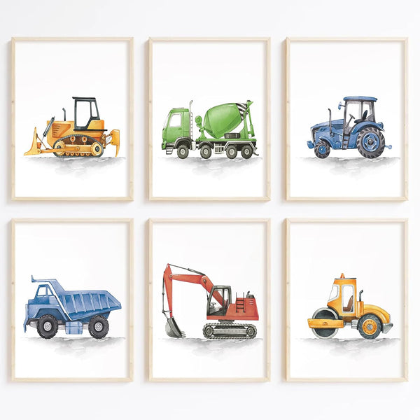 Joocrise Boys Truck Wall Art Set of 6 Truck Vehicle Canvas Wall Decor