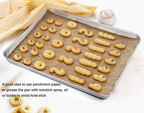 TeamFar Stainless Steel Baking Sheet, Healthy Non-Toxic Cookie Pan, Easy Clean & Dishwasher Safe