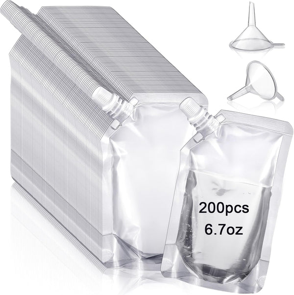 Meanplan 200 Pcs Reusable Plastic Pouches Bulk Squeeze Plastic Juice Drink Pouches