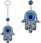 LUCKBOOSTIUM Hamsa Hand Amulet Pendant - Blue, White & Black Evil Eye Car Hanging Ornament