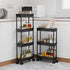 Sooyee 4 Tier Slim Storage Cart, Rolling Narrow Shelf Organizer for Kitchen, Bathroom, Laundry Room - Black