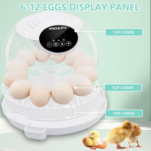 TWIZMO 12 360 Egg Incubator for Hatching Chicks, Holds Eggs, Automatic Egg Turner with Temperature, Humidity Display