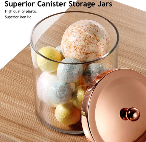 SheeChung Premium Apothecary Jar, 50 Oz. Large Clear Plastic Container with Rust Proof Stainless Steel Lid, Storage