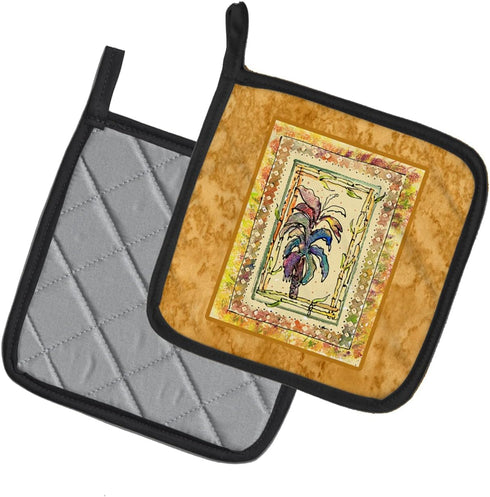 Caroline's Treasures 8615PTHD Palm Tree Pair of Heat Resistant Pot Holders, Kitchen Hot Pads for Cooking, 7 1/2 x 7 1/2